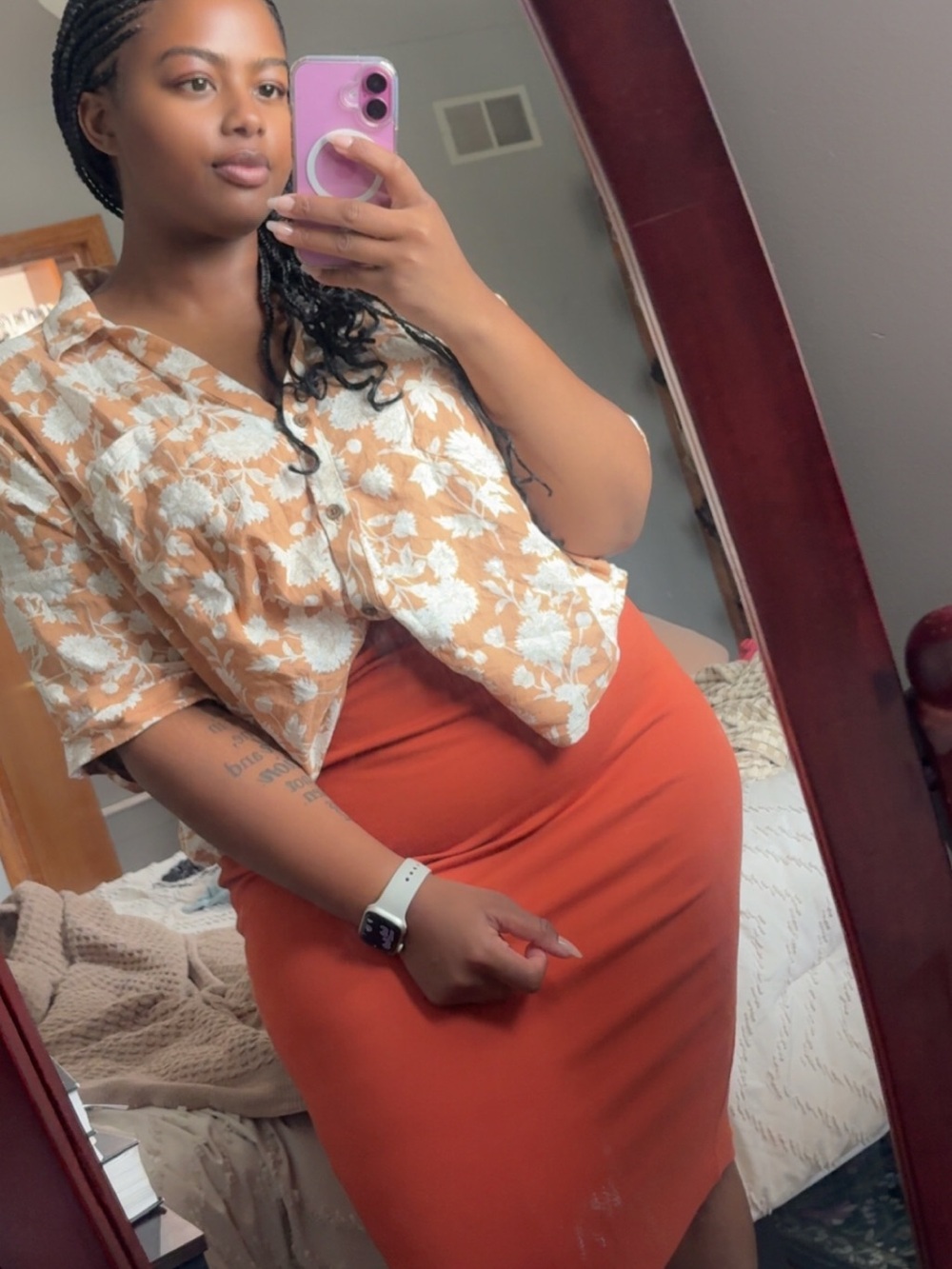 Ashley Stewart Rust Orange Pencil Skirt